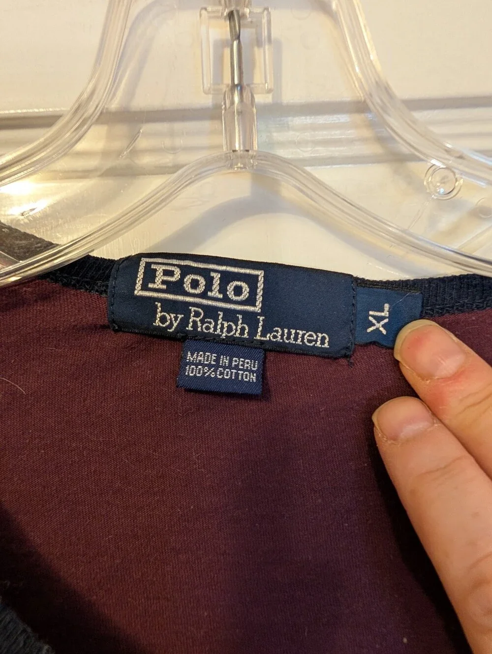 Polo Ralph Lauren Men’s XL Burgundy Long Sleeve Henley Shirt 100% Cotton